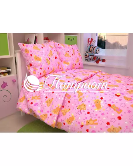 КПБ детский Мишки, розовый, бязь 125 г/м² 350-3